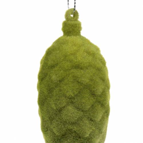 Floristik24 Decorative cones flocked moss green 9.5cm/8cm 12 pcs