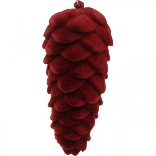Floristik24 Autumn cones decoration hanger, advent decorations, pine cones flocked red H13cm Ø6cm 6S