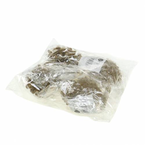 Floristik24 Decorative hanger cones flocked brown, gold 9 × 7cm / 8,5 × 6cm 4pcs