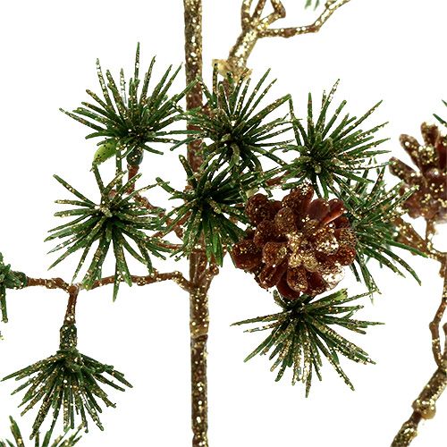 Floristik24 Fir branch green, gold glitter 46cm