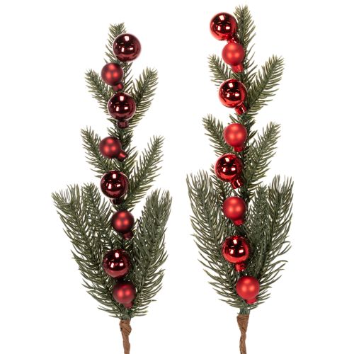 Artificial fir branch with Christmas baubles, 48cm, 2 pieces buy online | Floristik24.ie