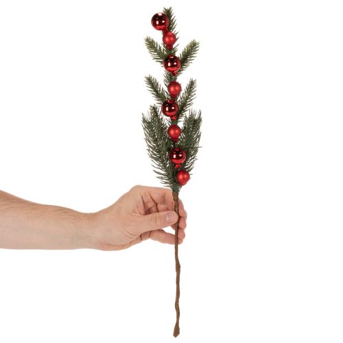 Artificial fir branch with Christmas baubles, 48cm, 2 pieces | Floristik24.ie