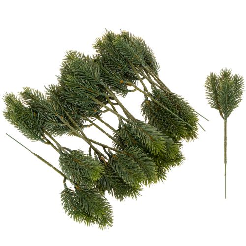 Artificial green fir branch for winter decorations, 25cm, 24 pieces | Floristik24.ie