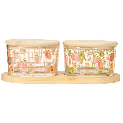Product Tapas Set Peach Jam Jars on Tray 20×10×6.5cm