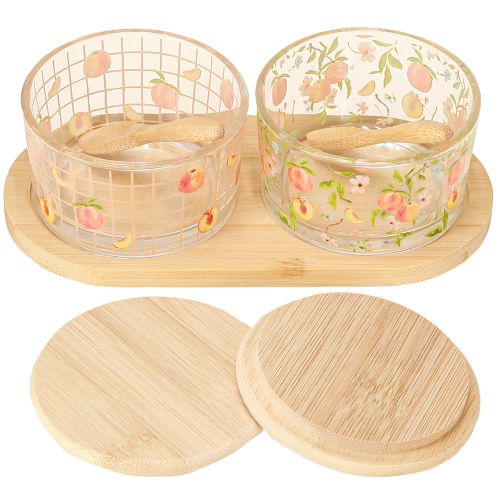 Product Tapas Set Peach Jam Jars on Tray 20×10×6.5cm
