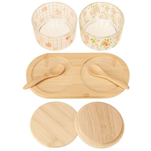 Product Tapas Set Peach Jam Jars on Tray 20×10×6.5cm