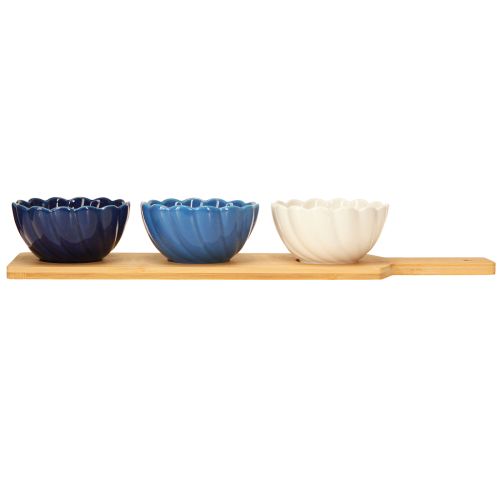 Product Tapas bowls Ceramic bowls on tray Blue and white 40×10cm