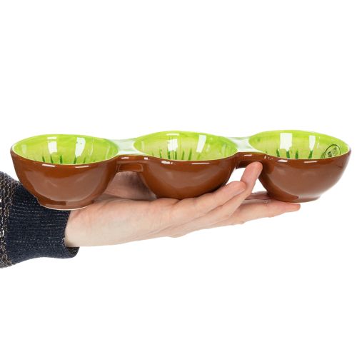 Product Ceramic bowl with kiwi motif, summer decoration for stylish serving of tapas and snacks, 30cm