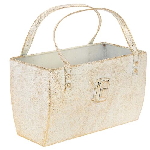 Metal bag, decorative container, rectangular, 26cm, gold buy online | Floristik24.ie
