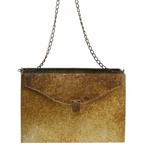 Floristik24 Planter bag with chain metal gray / rust H21cm