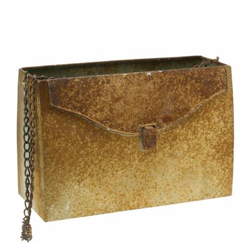 Floristik24 Planter bag with chain metal gray / rust H21cm