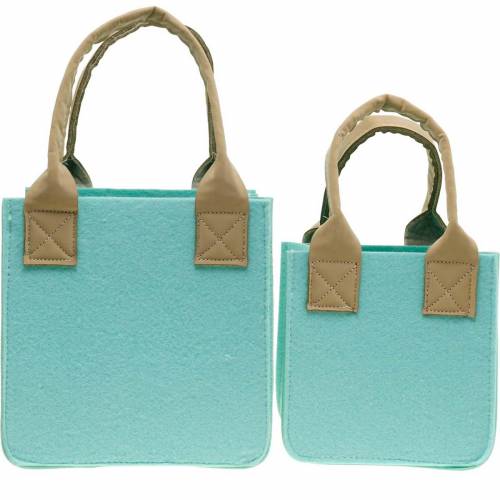 Floristik24 Decorative planter, felt mint green, felt basket with handles, felt decoration, set of 2