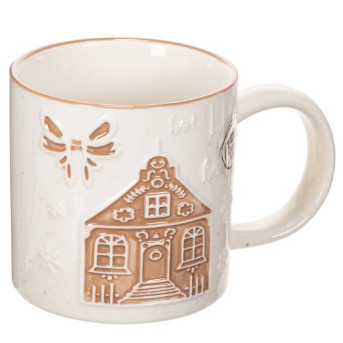 Ceramic mug with house motif and relief pattern, 9cm buy online | Floristik24.ie