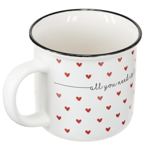 Cup with hearts ceramic cup white red Ø9cm H9cm | Floristik24.ie