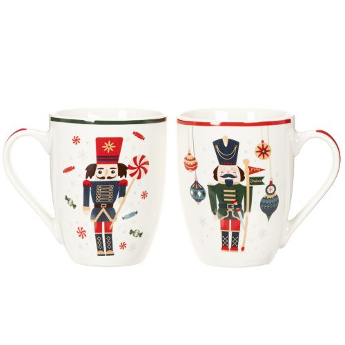 Christmas mug with nutcracker and candy cane motif, 10cm, 2 pieces | Floristik24.ie