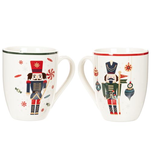 Christmas mug with nutcracker and candy cane motif, 10cm, 2 pieces | Floristik24.ie
