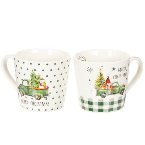 Coffee mug Merry Christmas Christmas car motif ceramic mug 10cm 2pcs