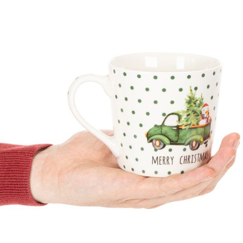Coffee mug Merry Christmas Christmas car motif ceramic mug 10cm 2pcs | Floristik24.ie