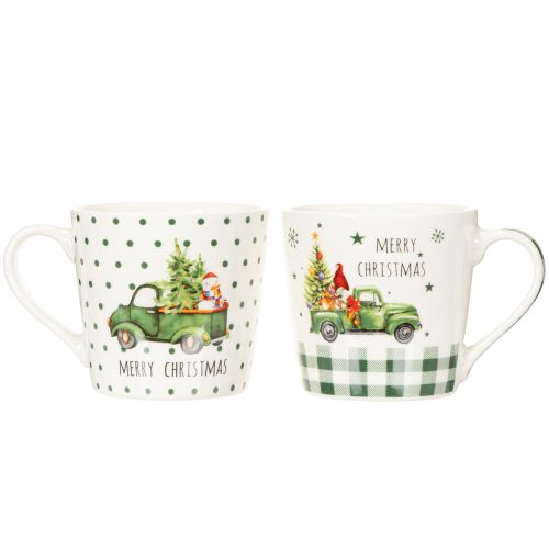 Coffee mug Merry Christmas Christmas car motif ceramic mug 10cm 2pcs | Floristik24.ie