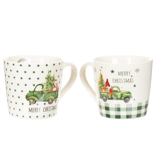 Coffee mug Merry Christmas Christmas car motif ceramic mug 10cm 2pcs | Floristik24.ie