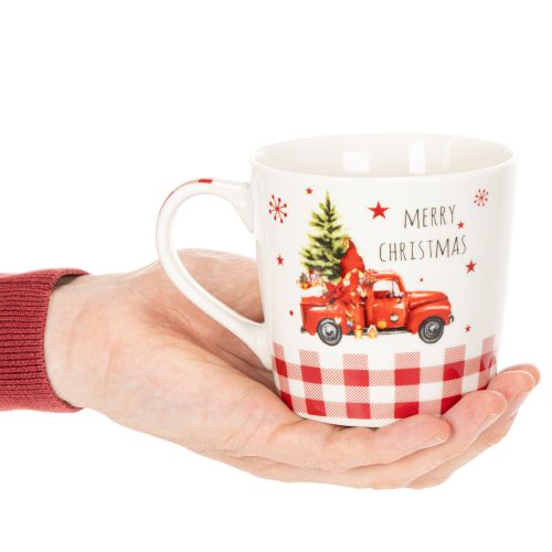 Christmas mug with car and Christmas tree, ceramic mugs, 10cm, 2 pieces | Floristik24.ie