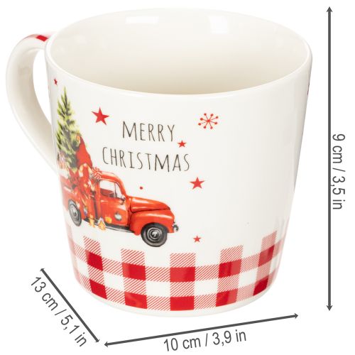Christmas mug with car and Christmas tree, ceramic mugs, 10cm, 2 pieces | Floristik24.ie