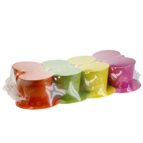 Floristik24 Metal cups assorted colors Ø12cm H10cm 8pcs