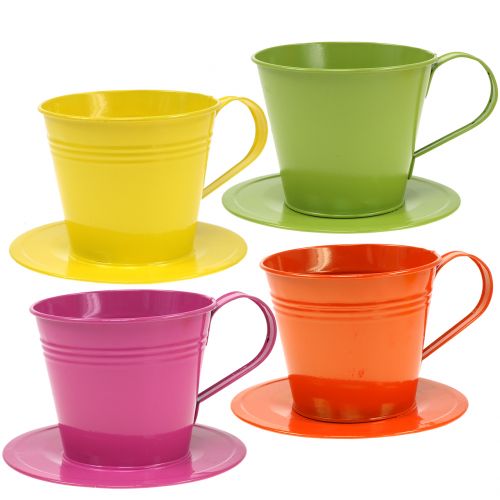Floristik24 Metal cups assorted colors Ø12cm H10cm 8pcs
