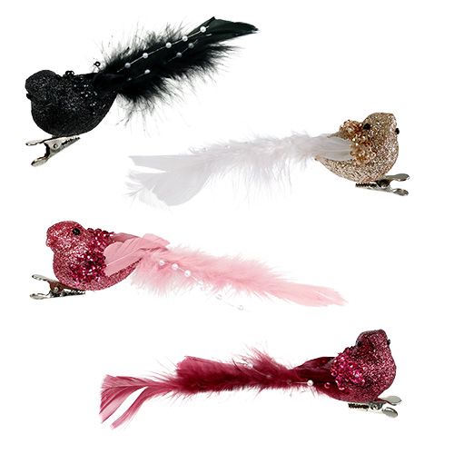 Floristik24 Colored pigeon on the clip 15cm 8pcs