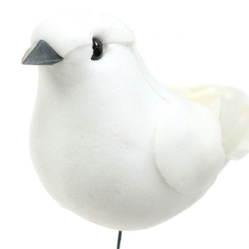 Floristik24 Decorative pigeons on wire white 11cm 6pcs