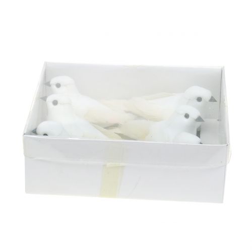 Floristik24 Decorative pigeons on wire white 11cm 6pcs