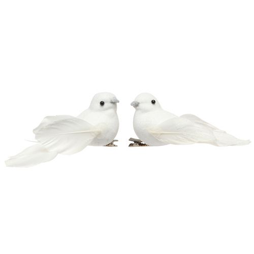 Product Pair of doves with clip wedding decoration doves 10cm 2 pcs