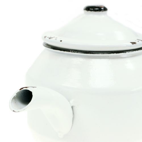 Floristik24 Metal teapot vintage white, black H14cm