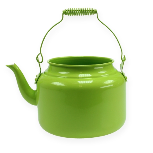 Product Decorative metal teapot, apple green - flower pot - Ø20cm H15cm - versatile garden decoration and gift idea