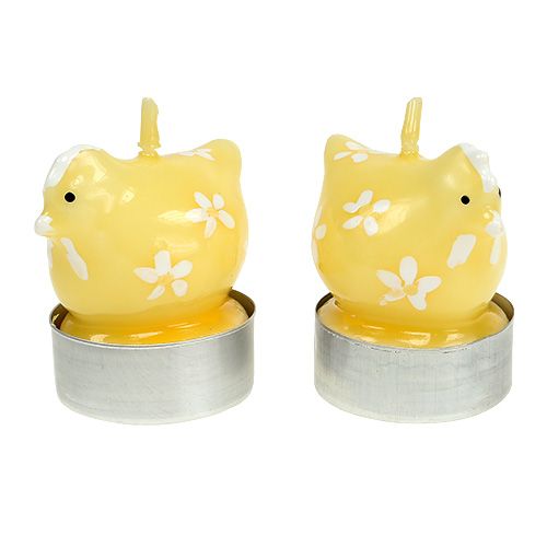 Tea light chicken 5cm yellow 4pcs