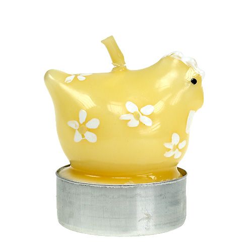 Floristik24 Tea light chicken 5cm yellow 4pcs