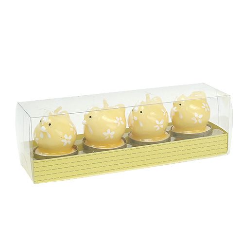 Floristik24 Tea light chicken 5cm yellow 4pcs