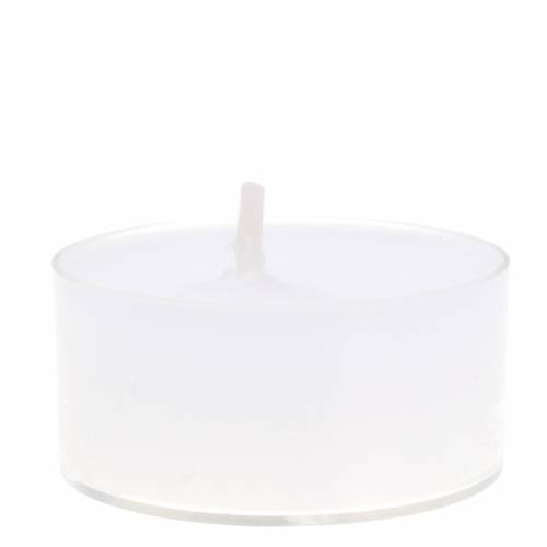 Product White tea lights in plastic bowl 18pcs