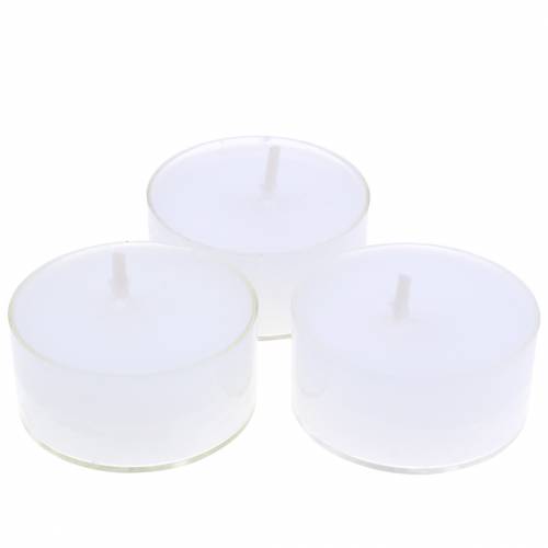 Floristik24 White tea lights in plastic bowl 18pcs