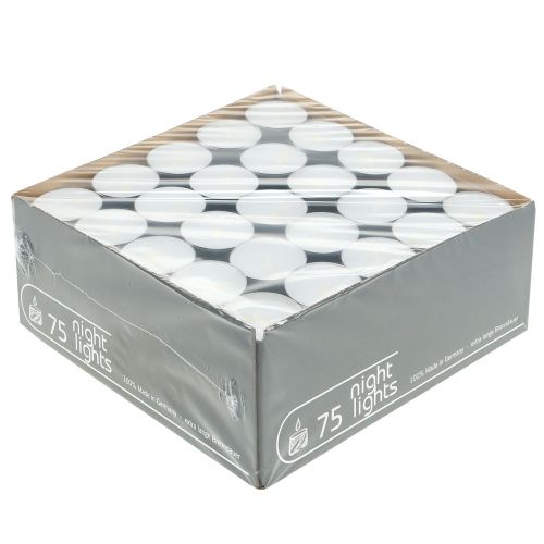 Floristik24 Tealights 75 pieces white in an aluminum bowl burning time 8 hours