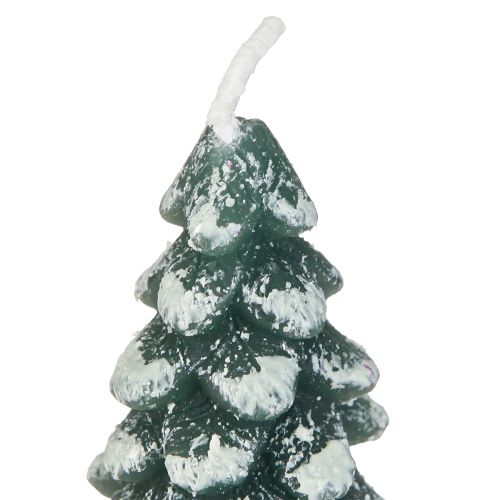 Floristik24 Tealights Christmas Christmas Tree Green Snowy 6.5cm 8pcs