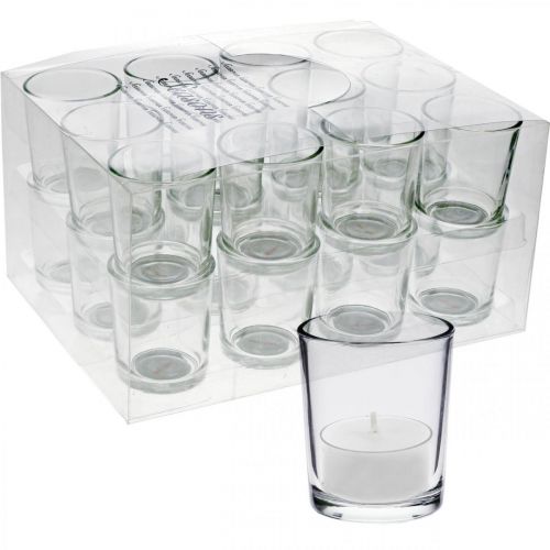 Floristik24 Tealight glasses clear Ø5cm H6.5cm 24 pcs