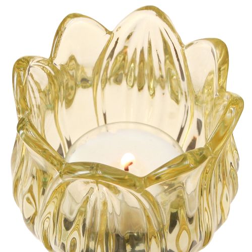 Floristik24 Tealight glass flower tealight holder glass 3 colors Ø7cm H16cm 3pcs