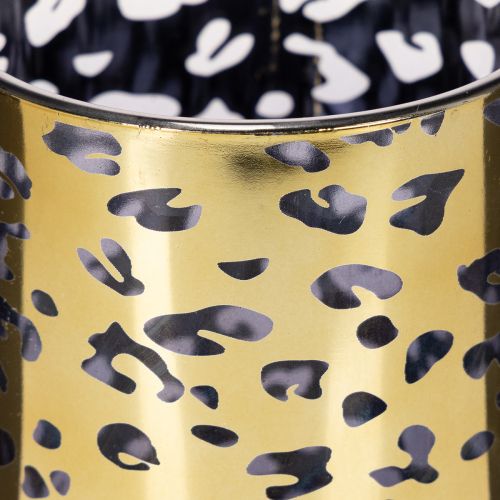 Glass tealight holder with leopard print for table decoration, 12cm | Floristik24.ie