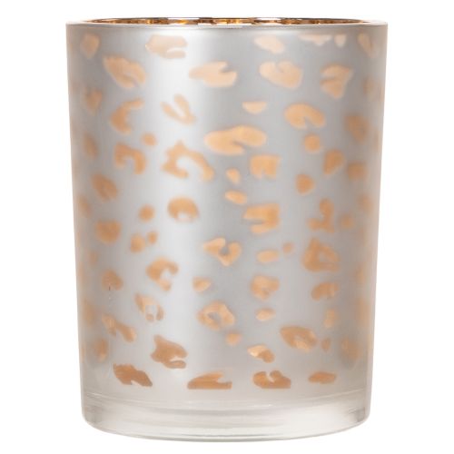 Glass tealight holder with leopard print, 12cm | Floristik24.ie