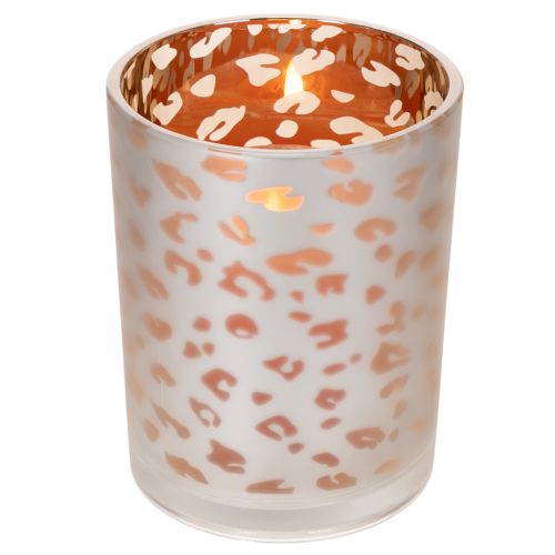 Glass tealight holder with leopard print, 12cm | Floristik24.ie