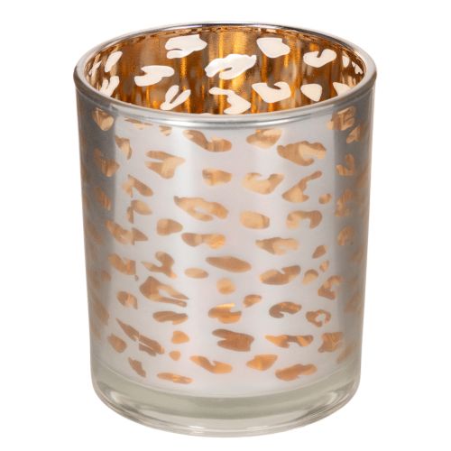 Glass tealight holder with leopard print, two-tone, 8cm buy online | Floristik24.ie