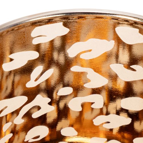 Glass tealight holder with leopard print, two-tone, 8cm | Floristik24.ie