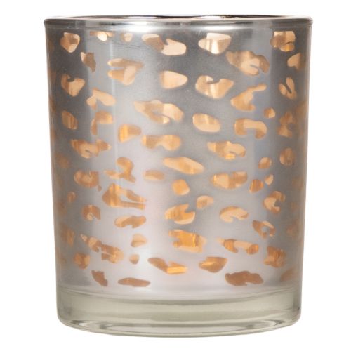 Glass tealight holder with leopard print, two-tone, 8cm | Floristik24.ie