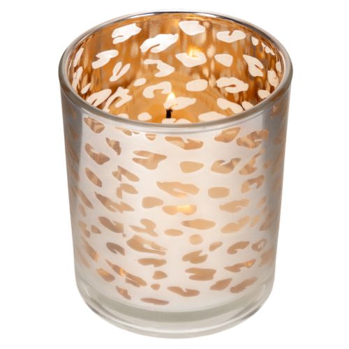 Glass tealight holder with leopard print, two-tone, 8cm | Floristik24.ie